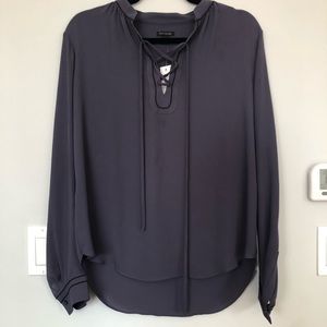 Blue Gray Tie Up Dress Shirt